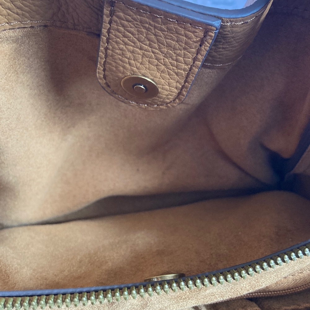 Tan Leather Crossbody Bag with Top Handle - Picture 4 of 6